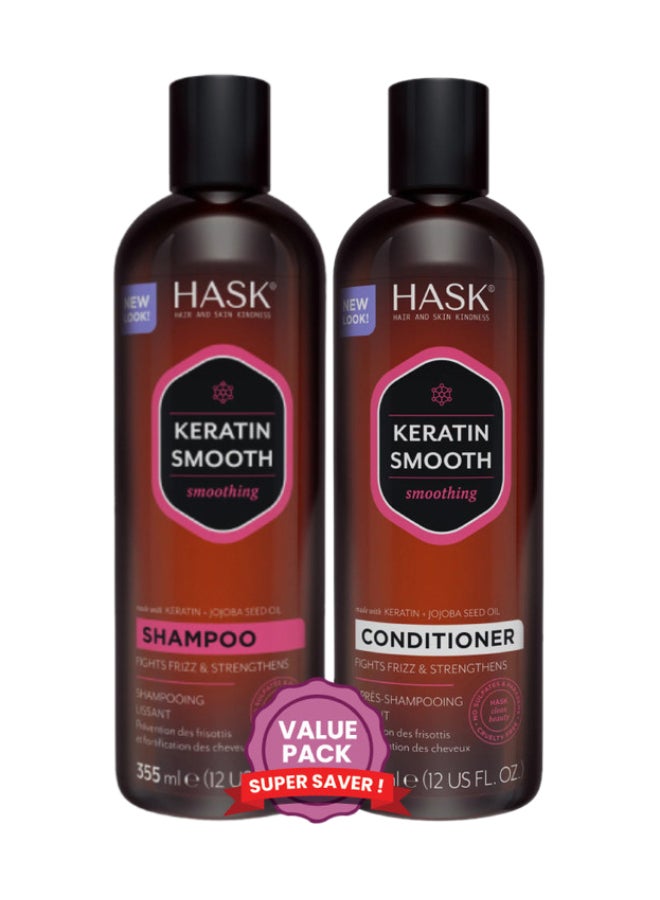 HASK Keratin Shampoo 355Ml & Conditioner 355Ml X2 Value Pack - Image 1
